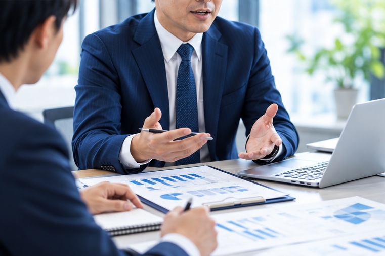 営業活動について打ち合わせるイメージ